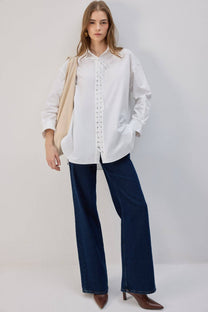 Camicia oversize con lacci frontali