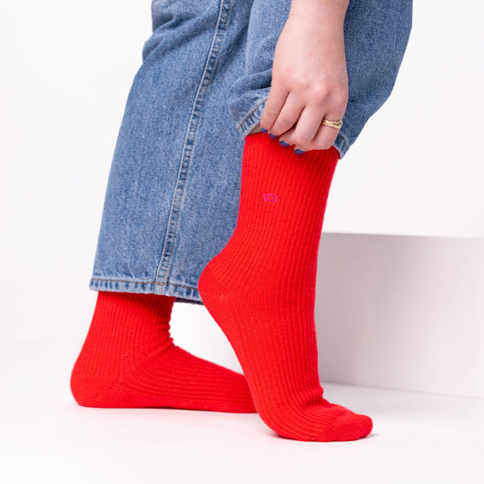 Calzini in lana e angora rossi