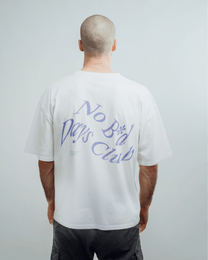 T-shirt bianca oversize con stampa acid sul retro e collo alto