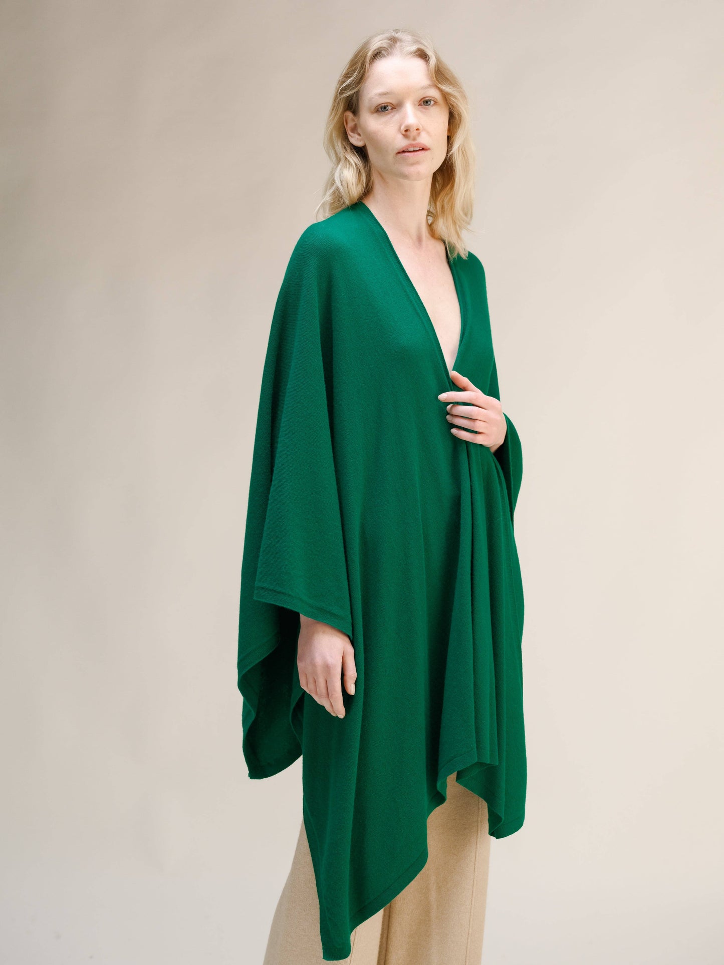 Maxi mantella in misto cashmere
