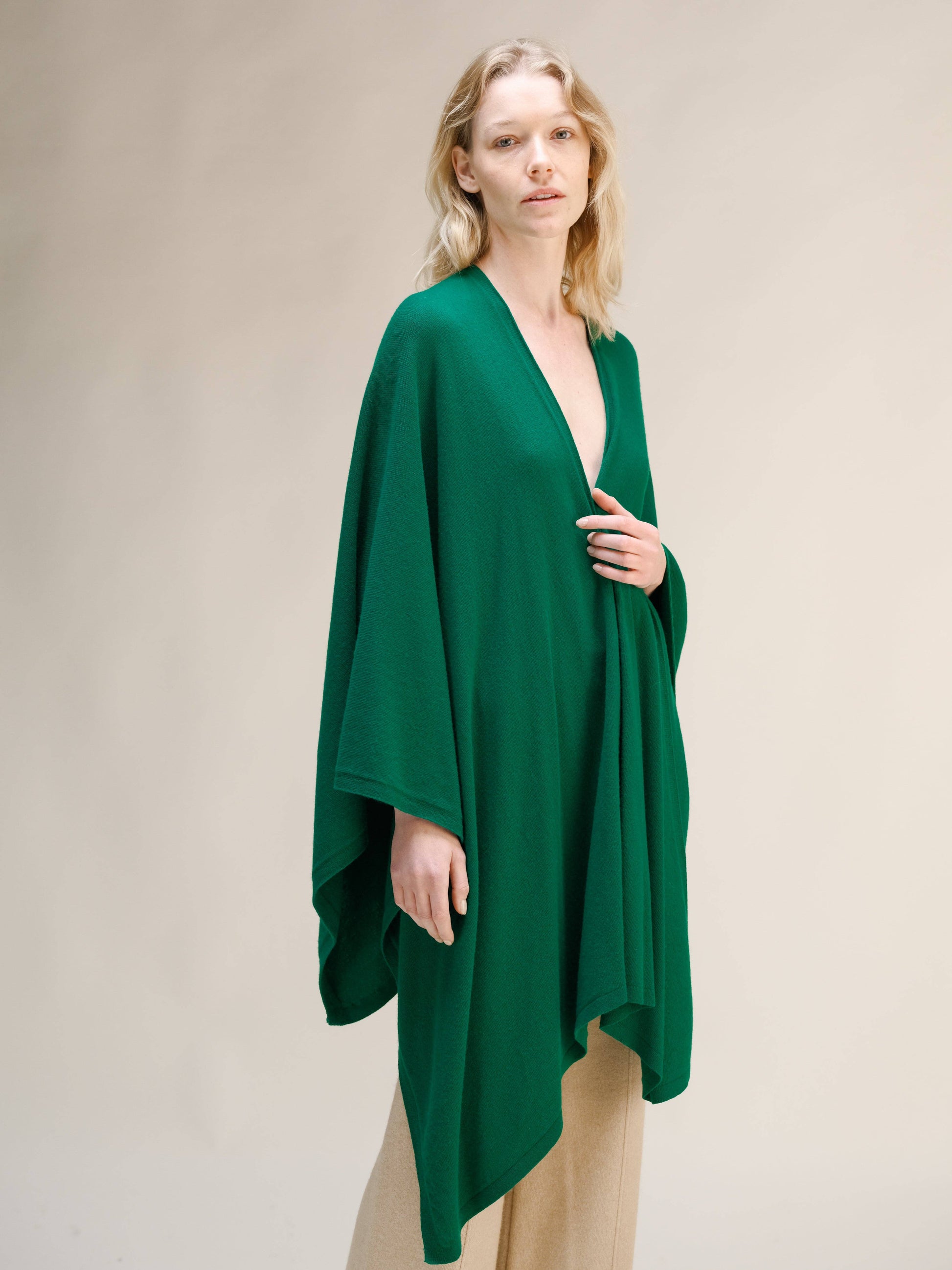 Maxi mantella in misto cashmere