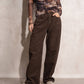 Pantaloni wide leg in cotone testurizzato