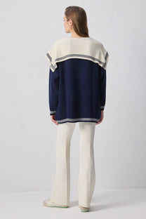 Maglione oversize in maglia con maxi colletto stile sailor