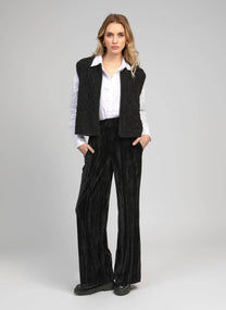 Pantaloni neri in velluto a vita alta Patrilou