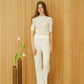 Pantaloni in cotone plissé fine in maglia 3D