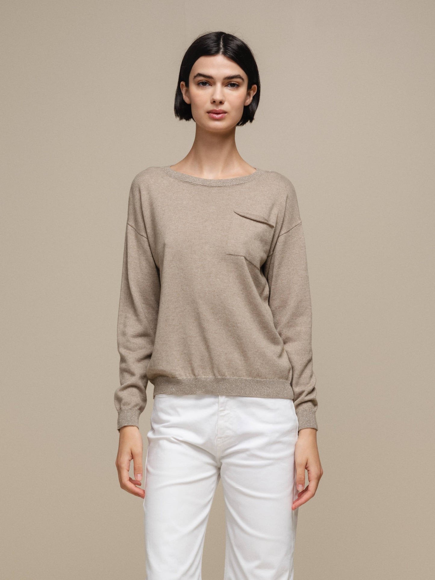 Maglione in maglia donna con taschino applicato