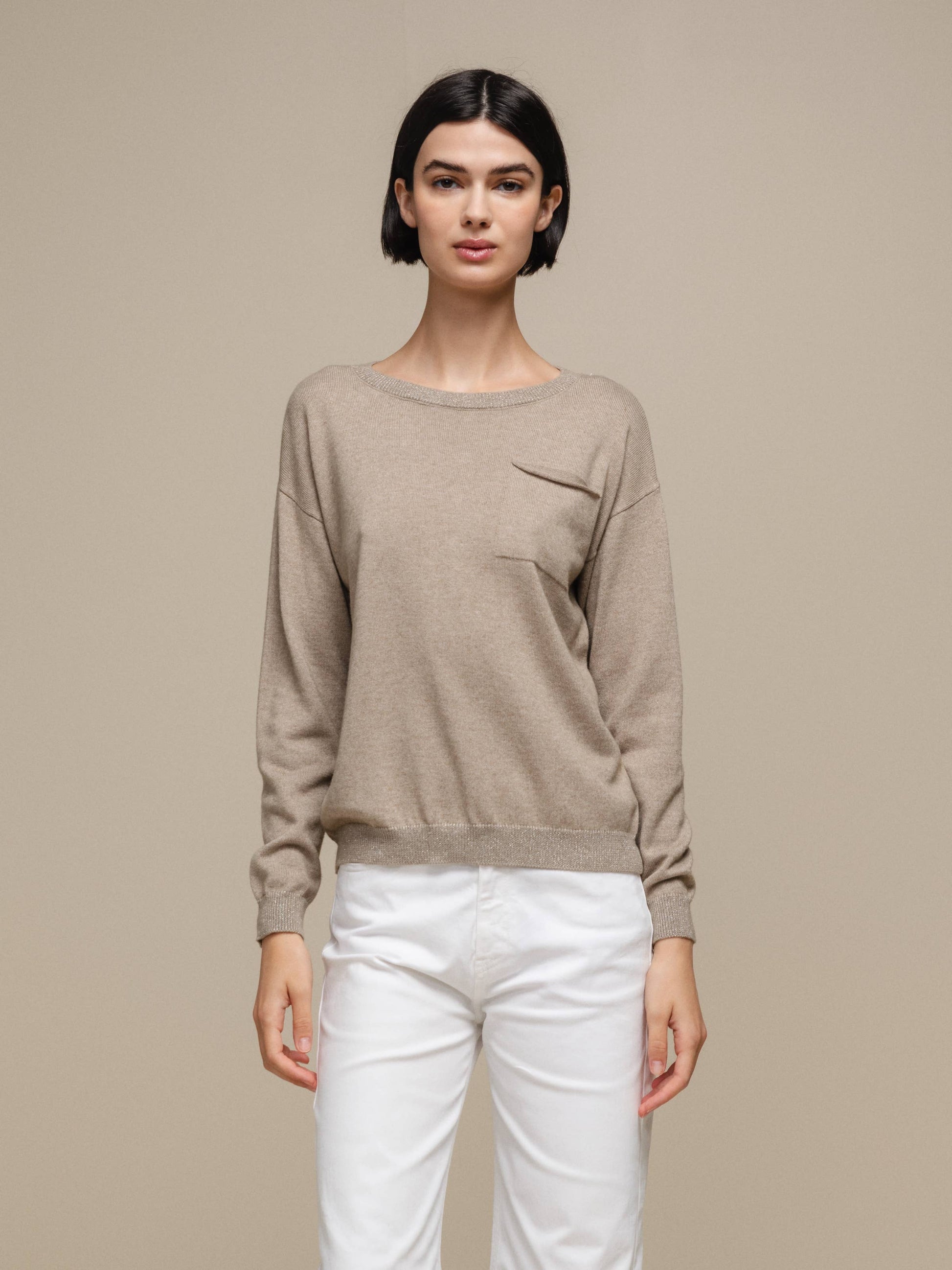 Maglione in maglia donna con taschino applicato