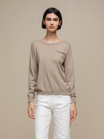 Maglione in maglia donna con taschino applicato