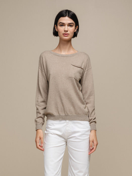 Maglione in maglia donna con taschino applicato