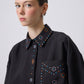 Camicia in 100% cotone con pietre di cristallo
