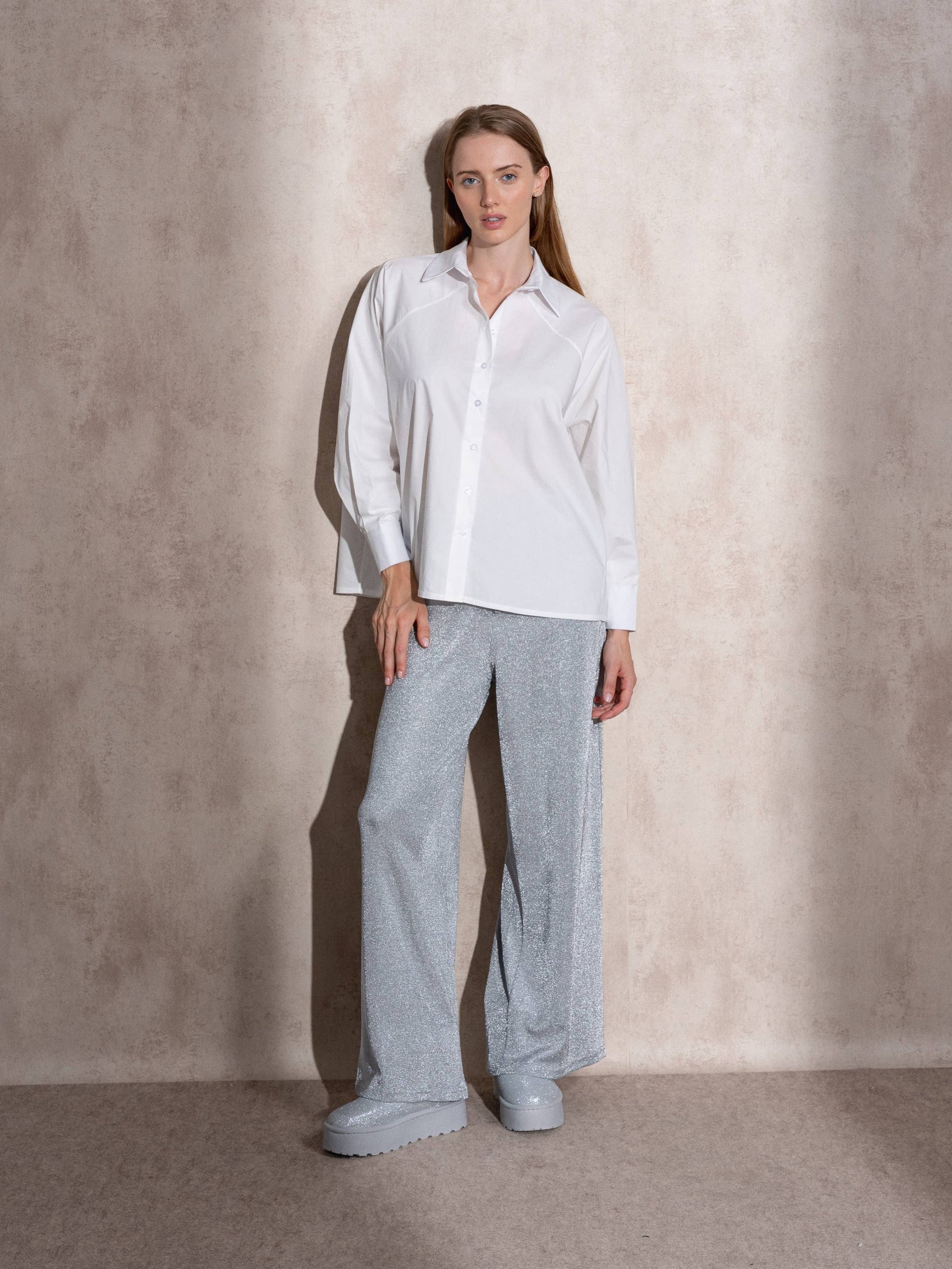 Pantaloni palazzo in lurex