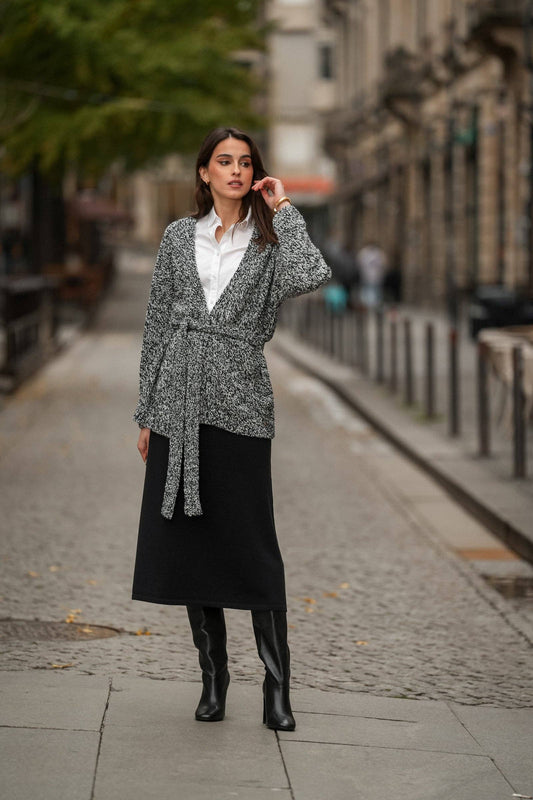 Cappotto in maglia con cintura