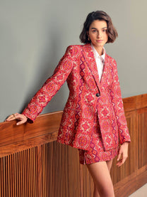 Blazer in bombazine stampata