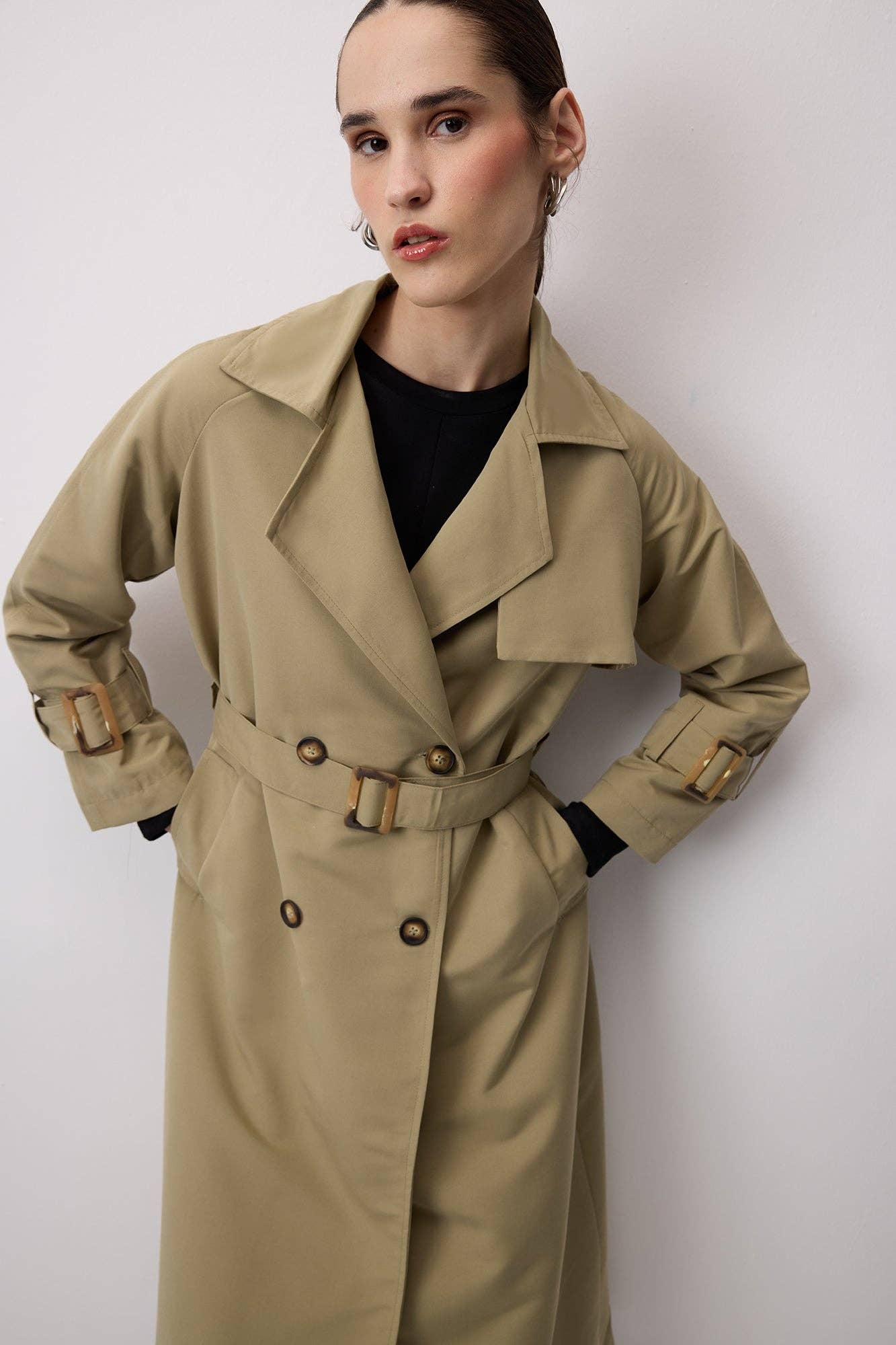 Trench Coat Lungo Maxi con Cintura