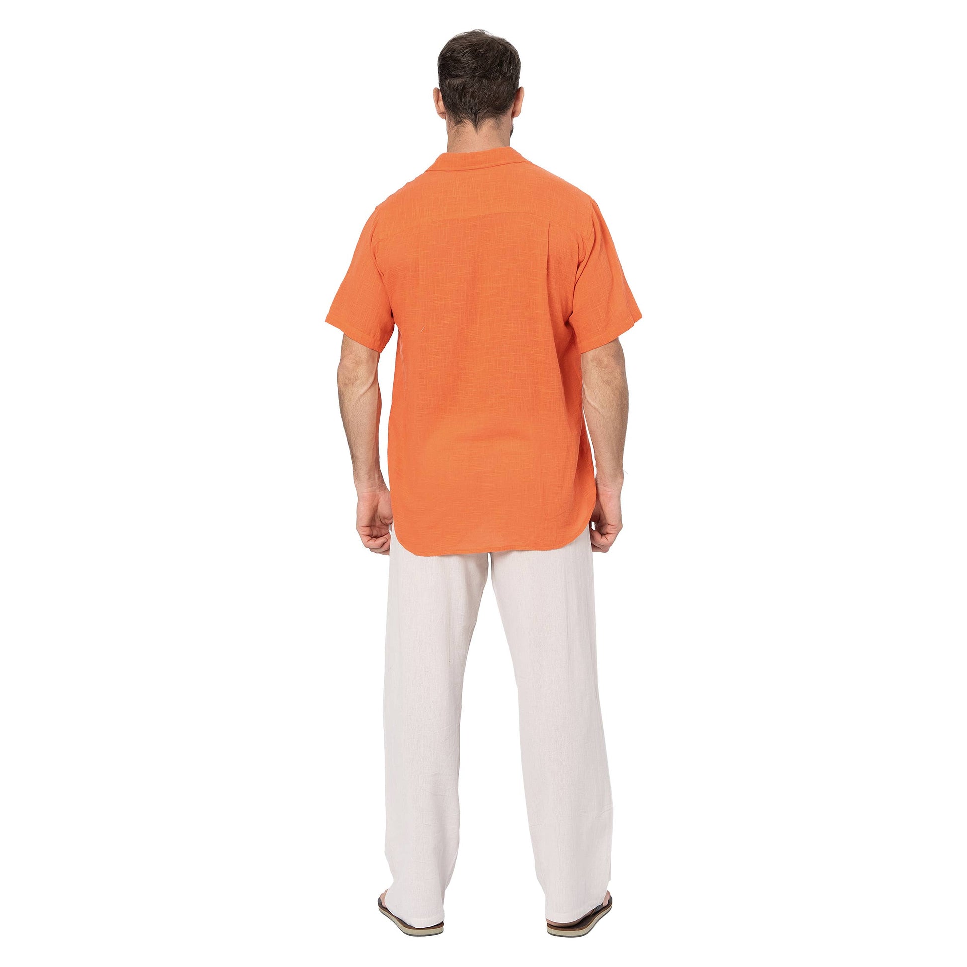 Camicia estiva a manica corta in cotone arancione