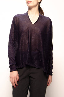 Maxi maglione glitterato con scollo a V