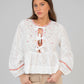 Camicia Servane ecru in voile di cotone con fiocchi