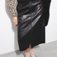 Gonna midi in ecopelle con zip frontale