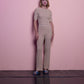 Pantaloni in maglia lurex a coste