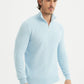Maglione sportivo uomo in cotone azzurro con zip