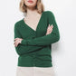 Cardigan in Maglia Rasata con Scollo a V