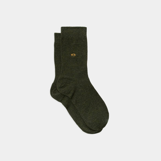 Calzini in cotone pettinato tinta unita verde khaki scuro