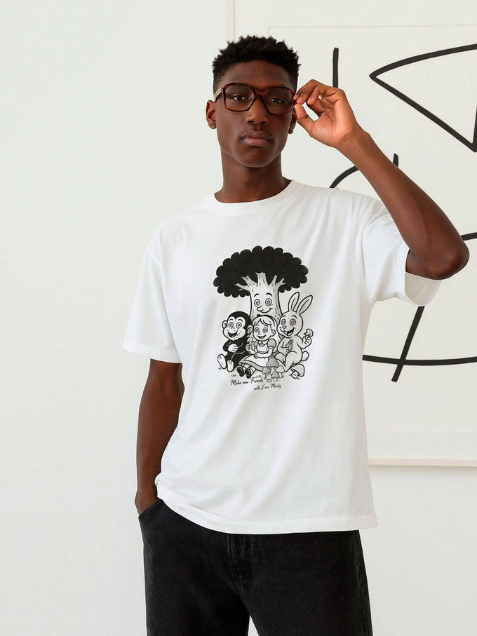 T-shirt unisex Alice bianca con stampa