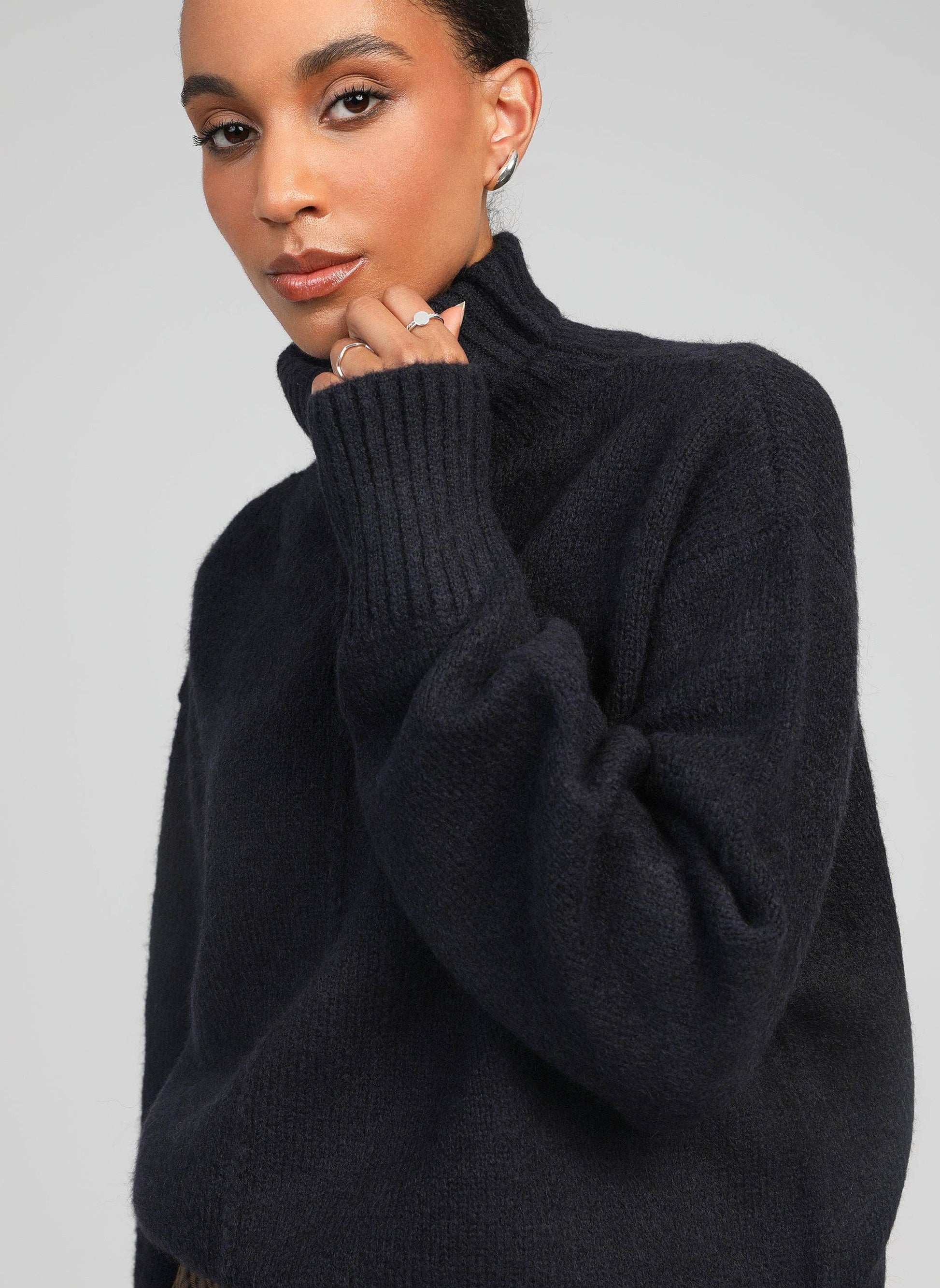 Maglione dolcevita blu navy Lipy