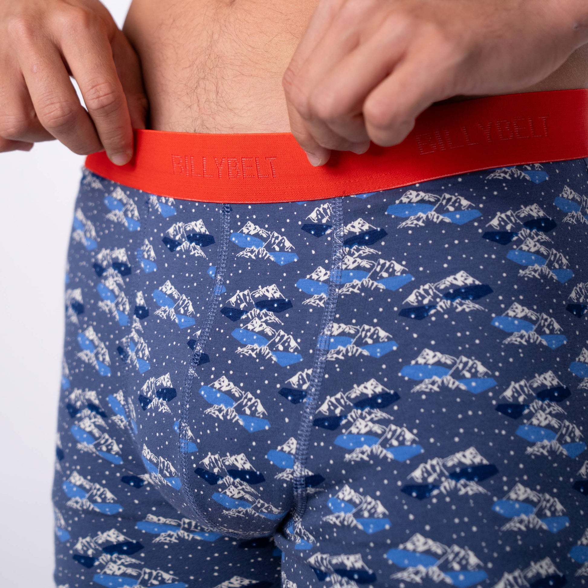 Boxer da uomo in cotone biologico con stampa montagna