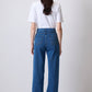 Jeans vintage a vita alta a gamba larga in denim