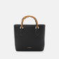 Borsa tote in ecopelle con manici effetto bambù