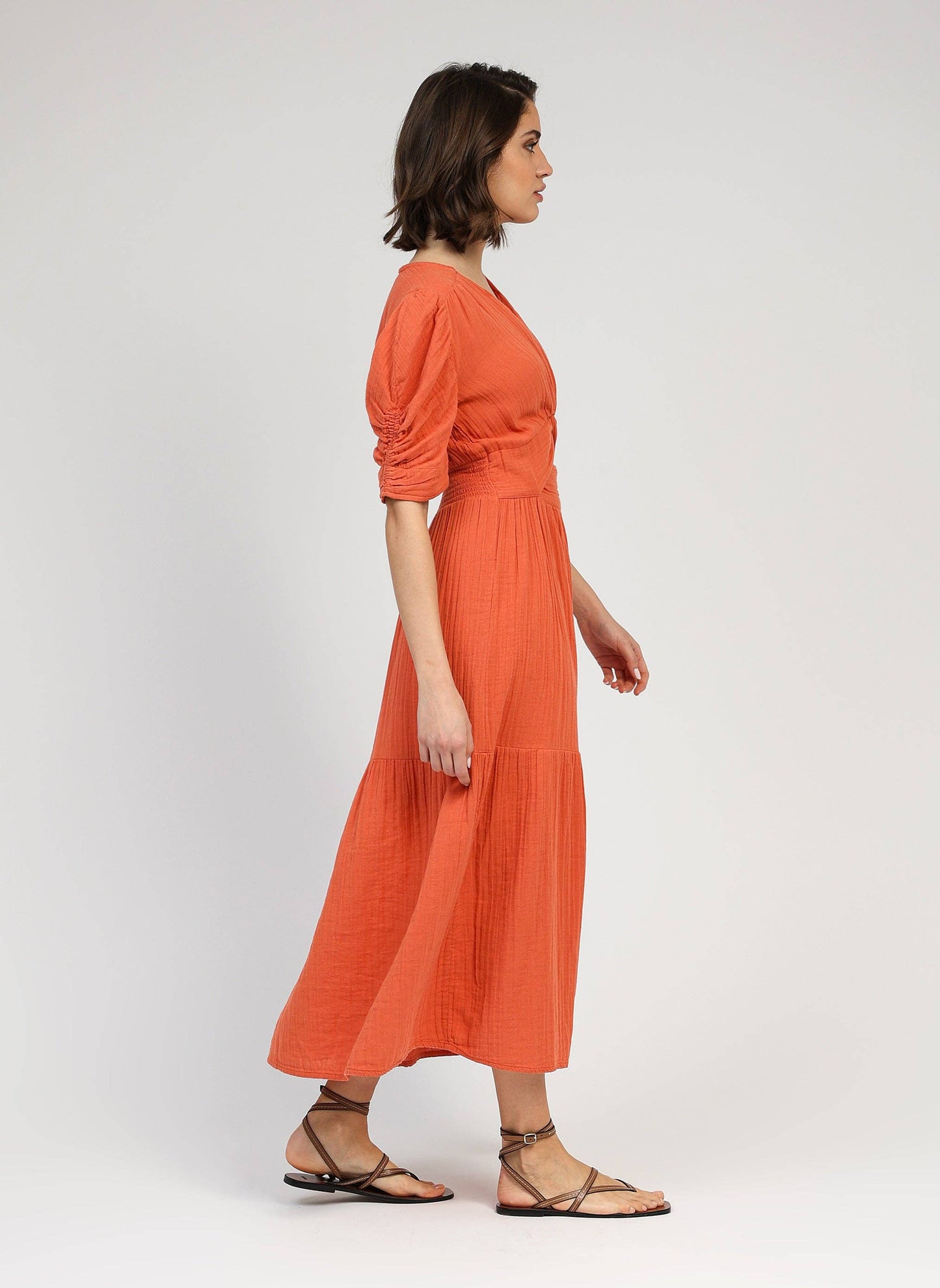 Vestito midi Odouma terracotta