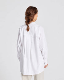Camicia lunga in popeline di cotone biologico bianca