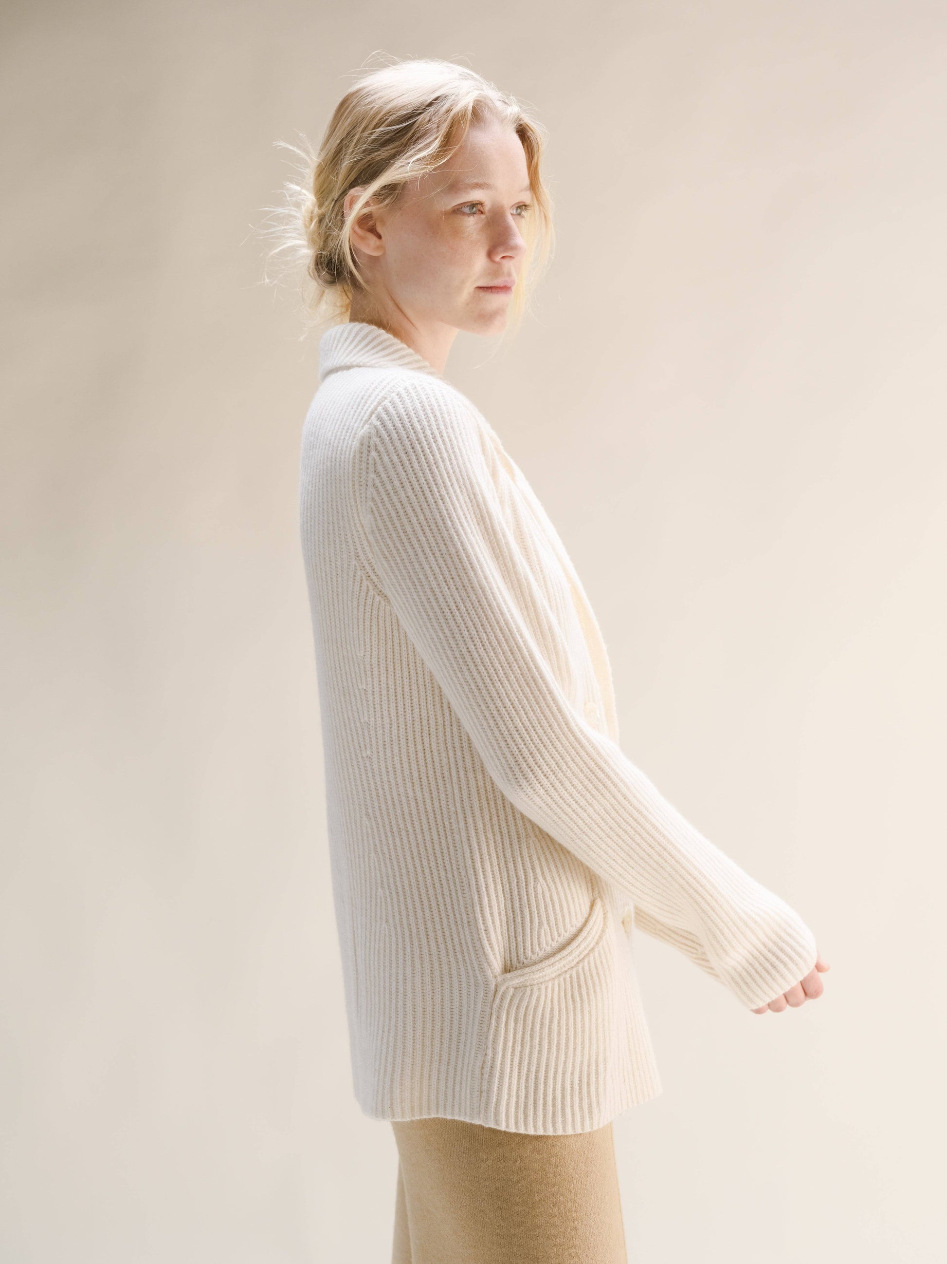 Giacca doppiopetto in maglia misto cashmere