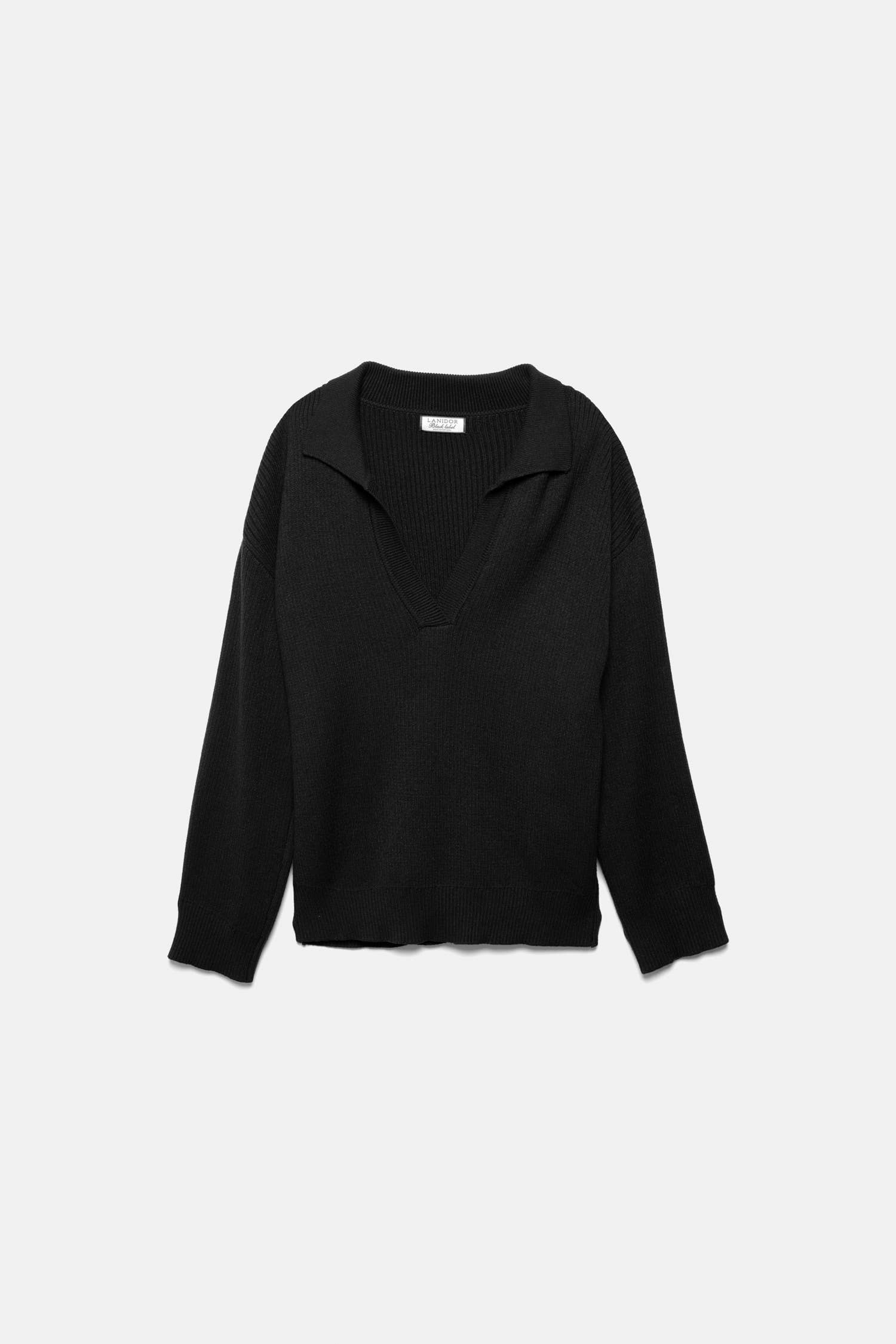 Maglione in maglia rasata con collo polo