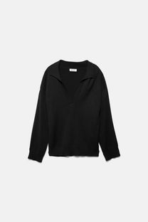 Maglione in maglia rasata con collo polo