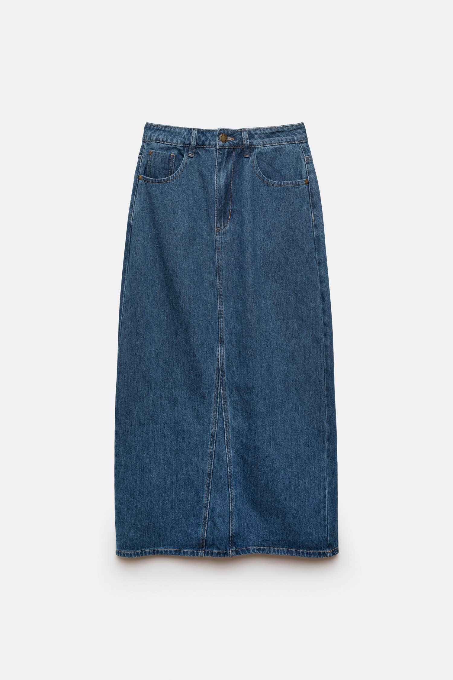 Gonna midi in denim a cinque tasche