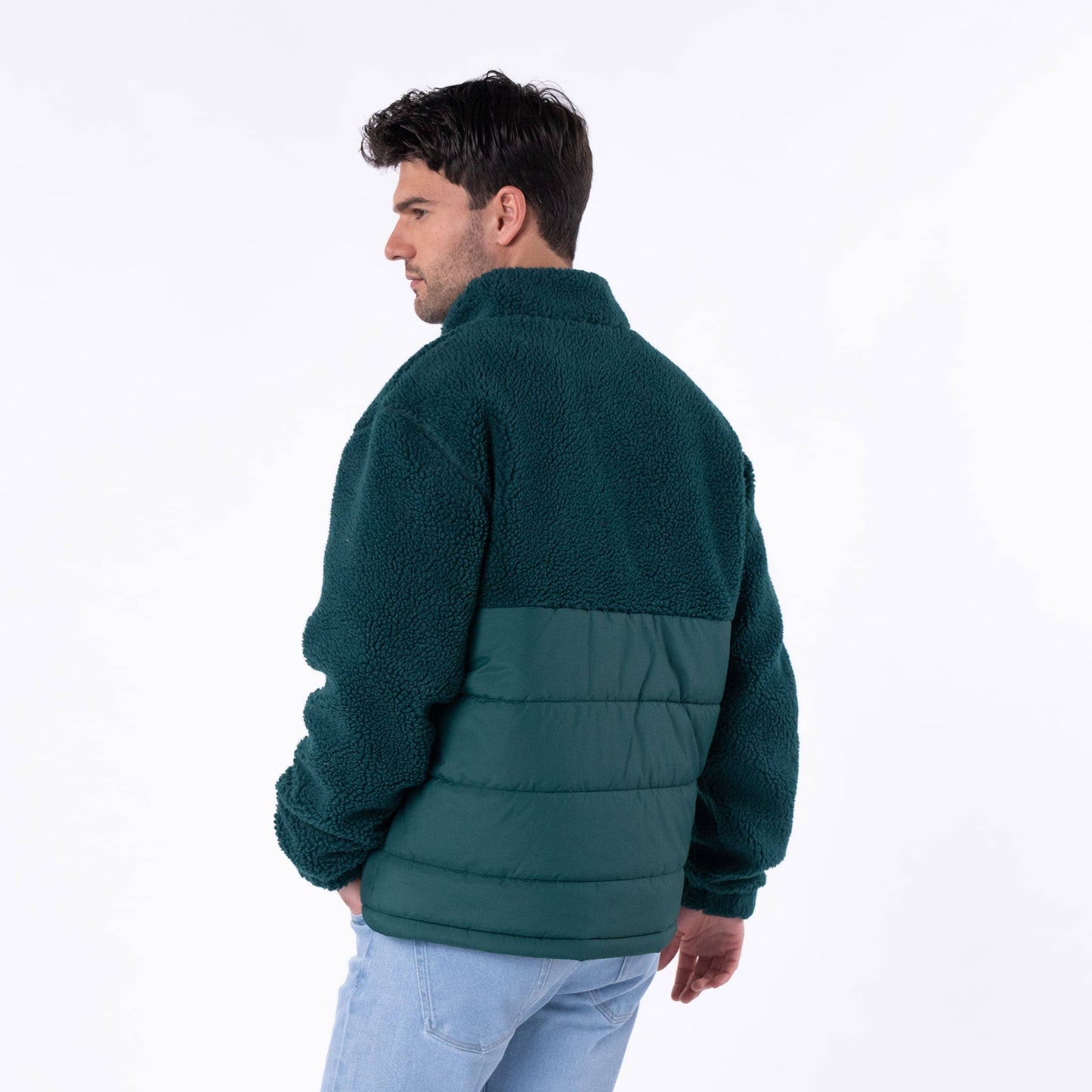 Giacca sherpa imbottita bicolore verde