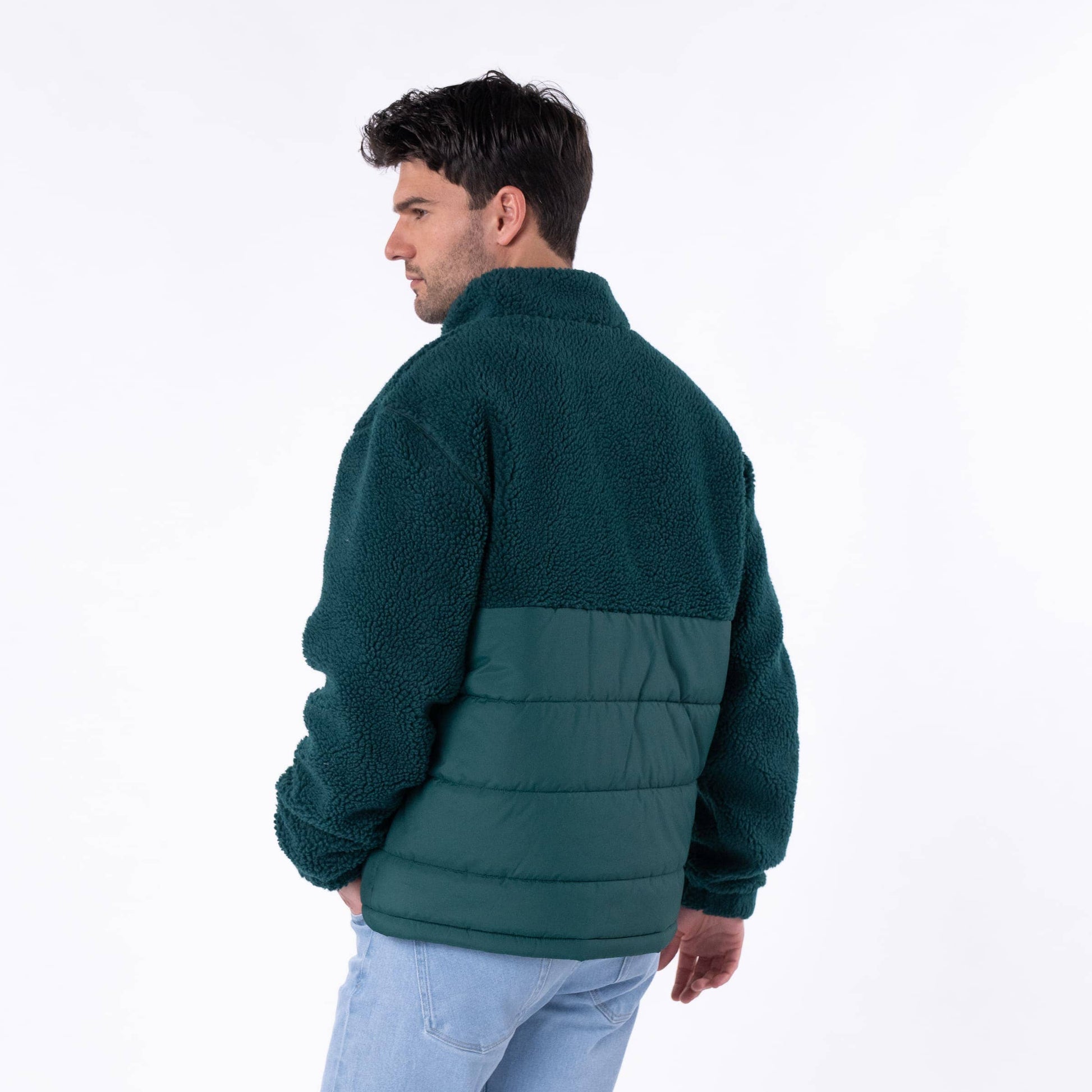 Giacca sherpa imbottita bicolore verde
