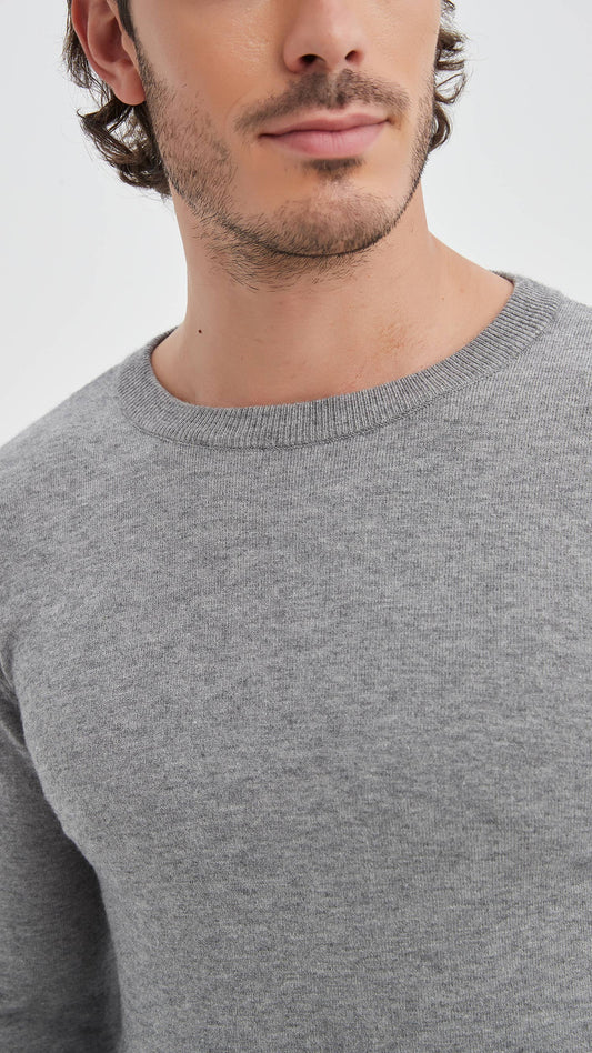 Maglione girocollo grigio effetto cashmere da uomo