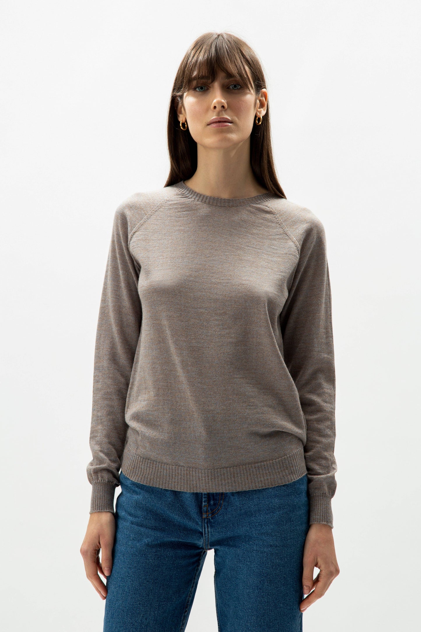 Pullover girocollo in lana merino extrafine