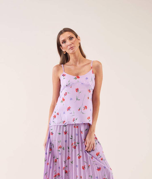 Top lilla con stampa floreale