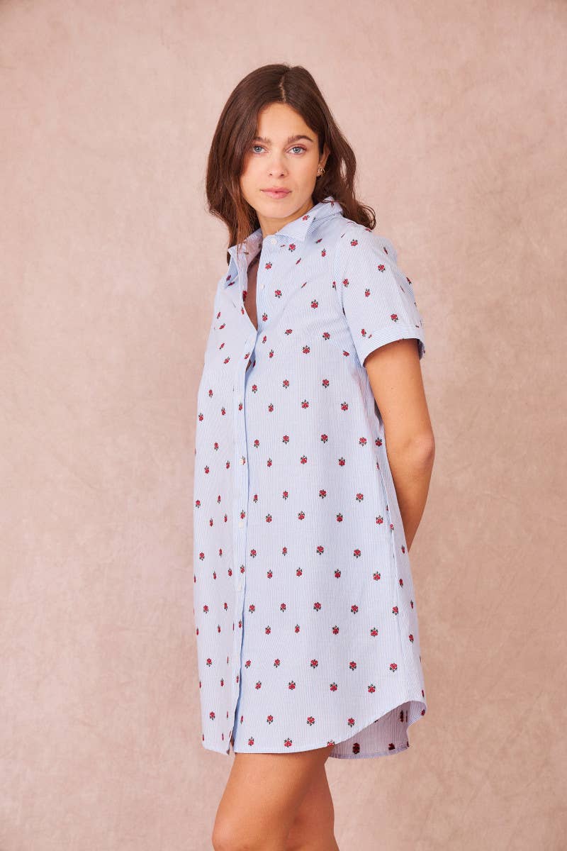 Erica abito camicia ricamato in cotone