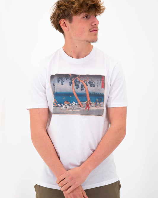 T-shirt bianca con stampa manga Floating Hadoken