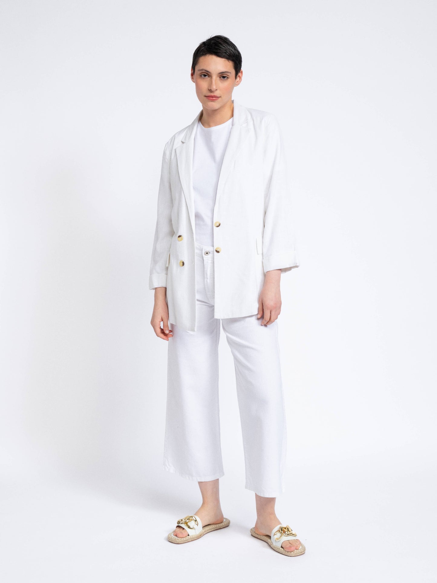 Blazer in lino e viscosa da donna