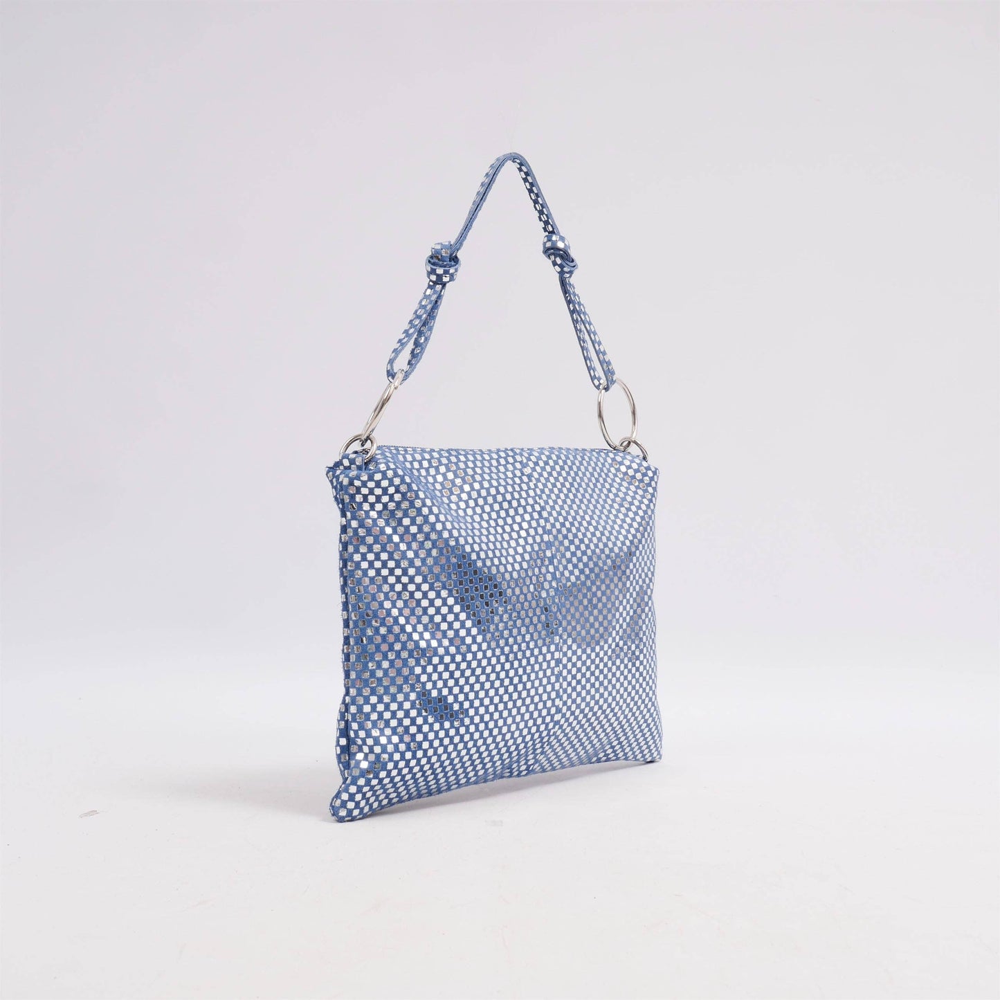 Borsa in camoscio con floccatura argentata