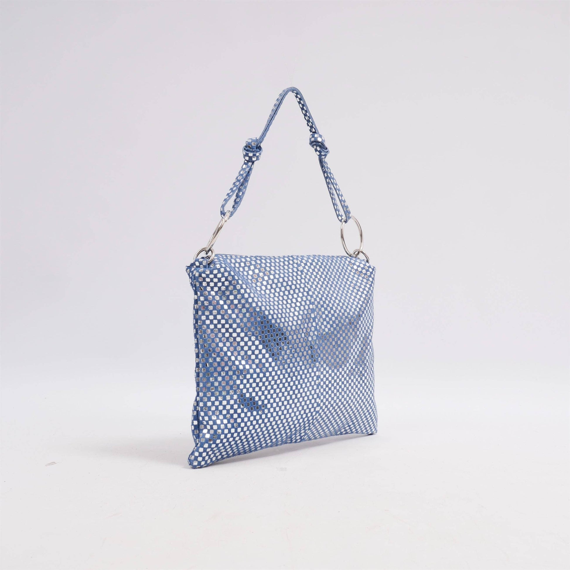 Borsa in camoscio con floccatura argentata