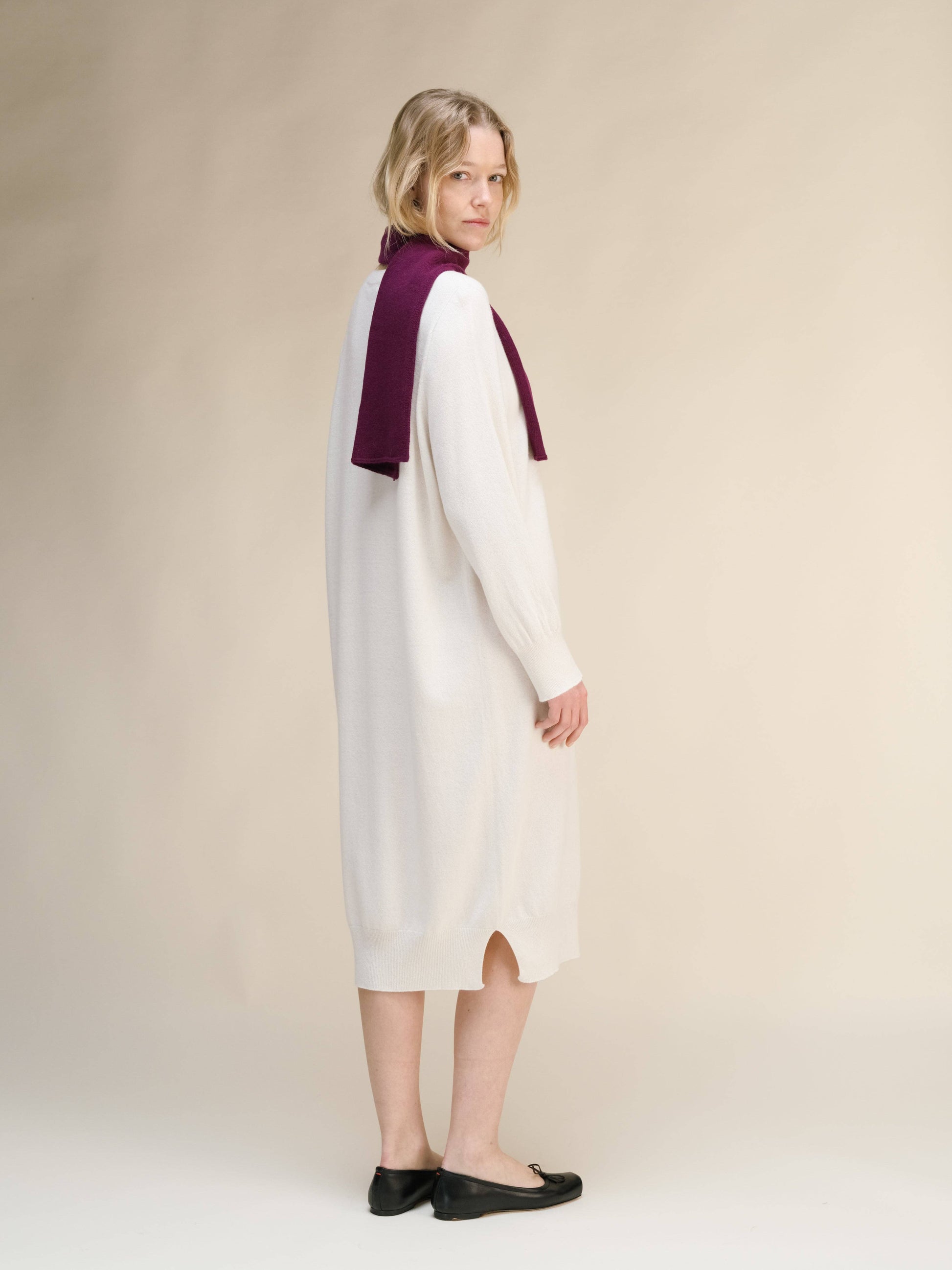 Abito midi in misto cashmere knit senza cuciture