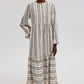 Abito chemisier maxi a righe in cotone con polsini arricciati
