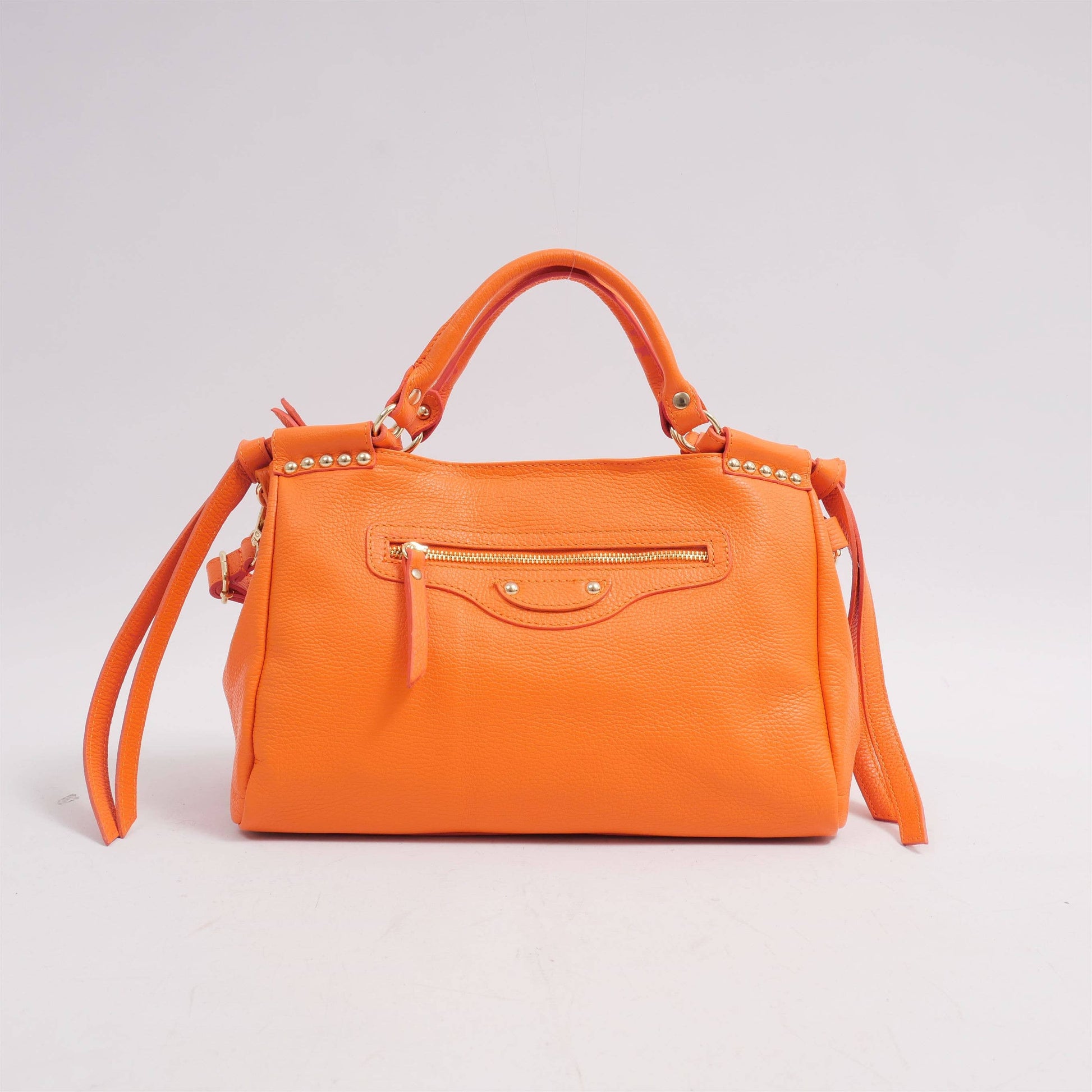 Borsa a mano in pelle con tracolla e tasca zip